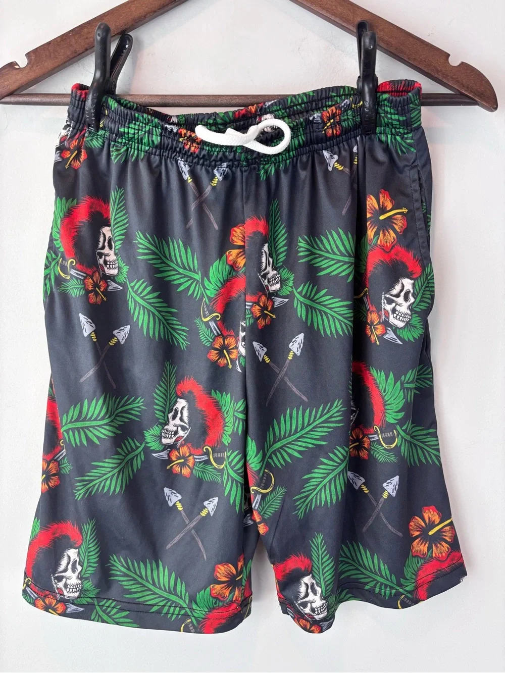 Greater Hall Men’s M Skull Tropical Hawaiian Swim Board Shorts